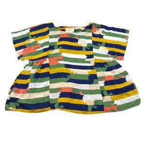 Maeve Anthropologie Colorful XS Viscose Striped Pattern Short Sleeve Top‎